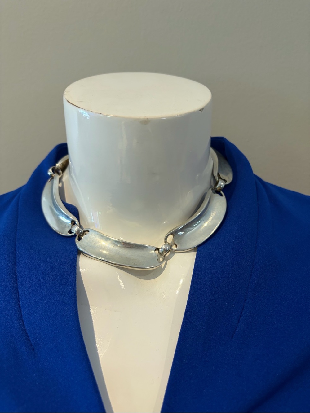 Sterling Silver Curved Link Necklace and earrings - Silver